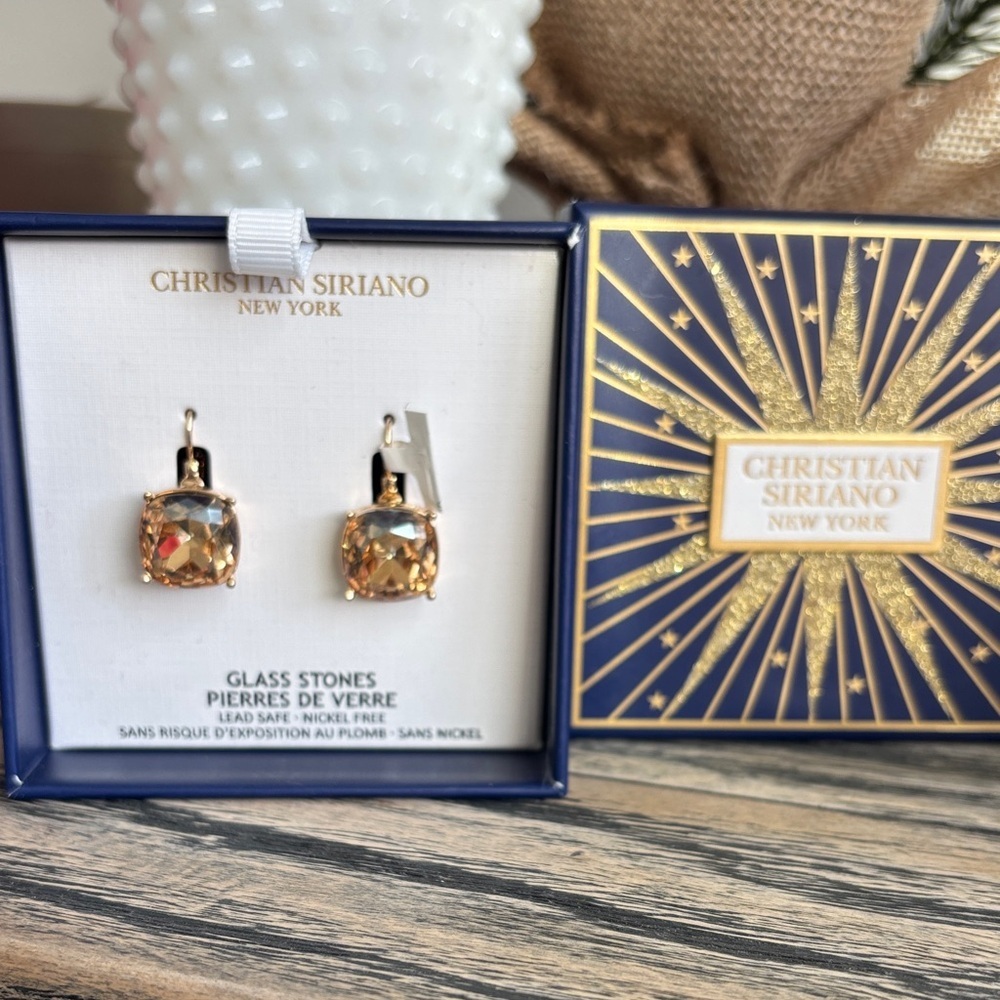 Christian Siriano Gold-Tone Glass Stone Earrings